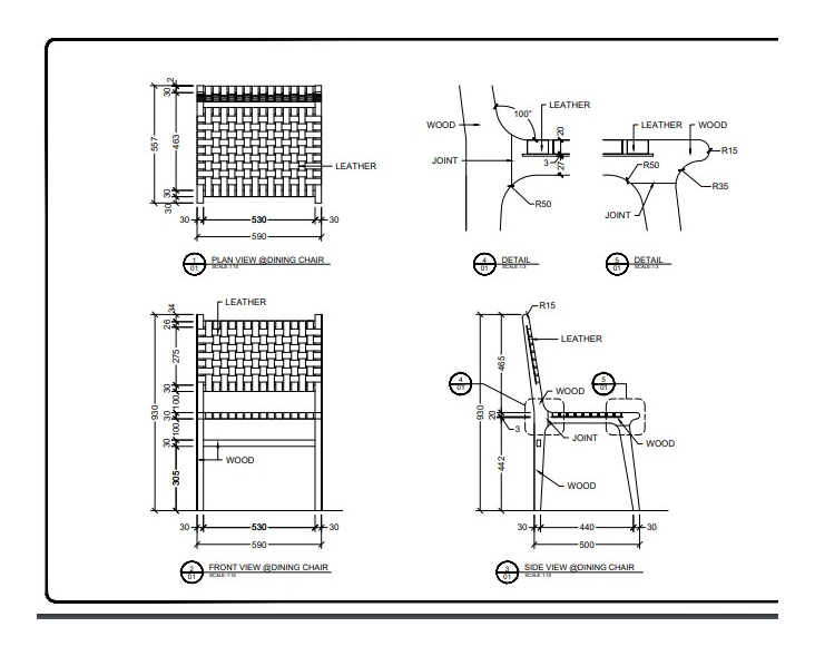 Millwork shop drawing — plan, elevations and joinery details